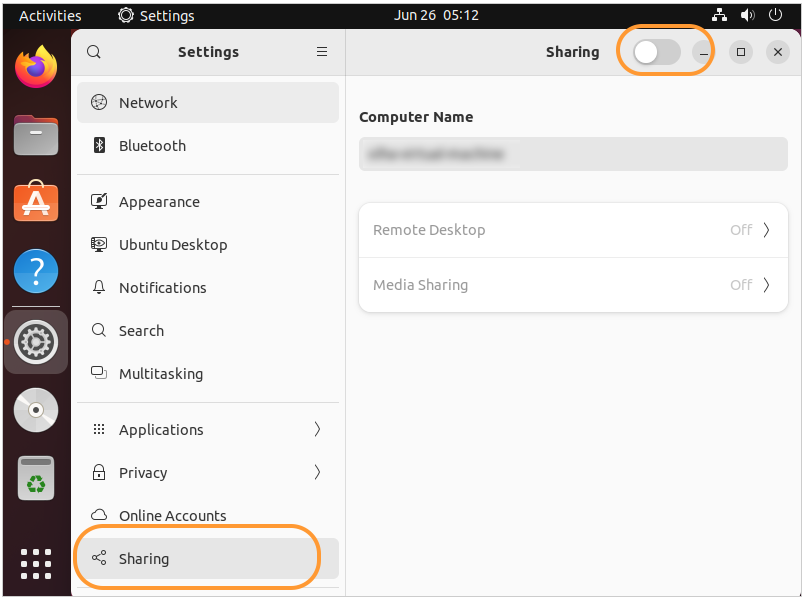 Ubuntu sharing settings screenshot