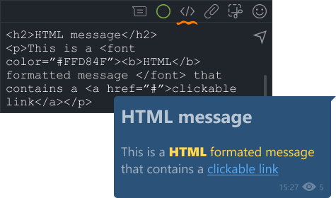 Example of a message in HTML format