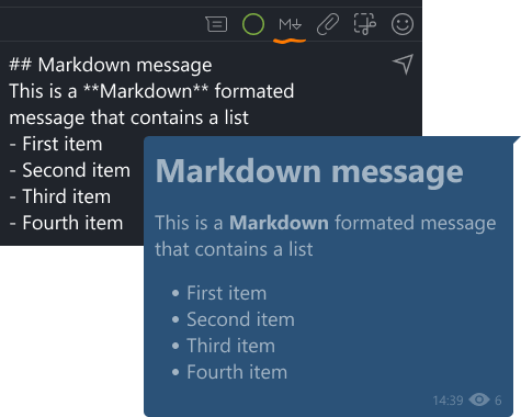 Example of a message in markdown format