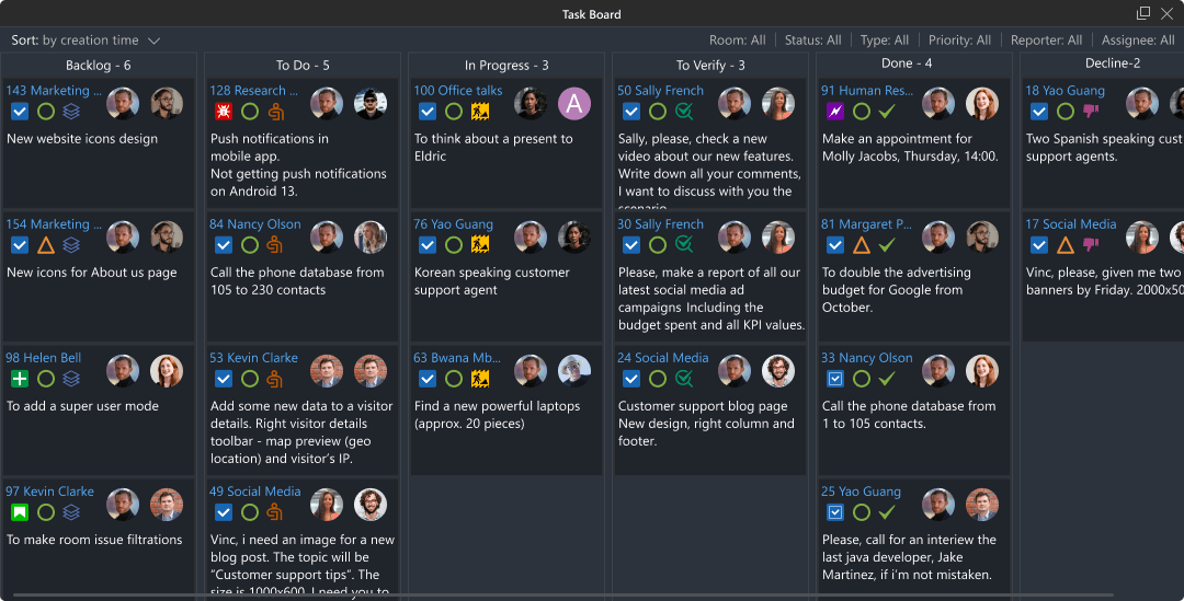 Task (Kanban) board in self-hosted Virola messenger