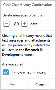 Clearing chat history confirmation Clearing chat history confirmation