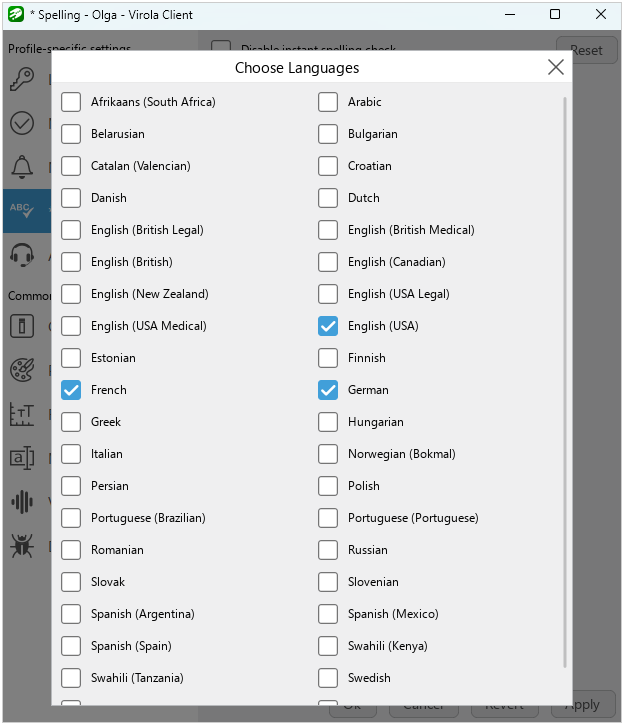 Select languages