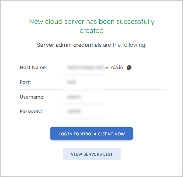 Virola Cloud credentials Virola Cloud credentials