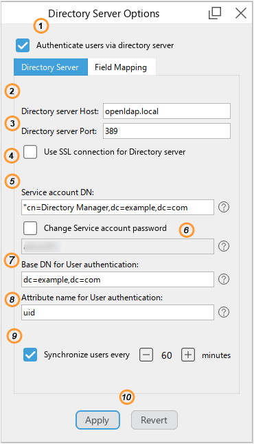Directory server configuration Directory server configuration