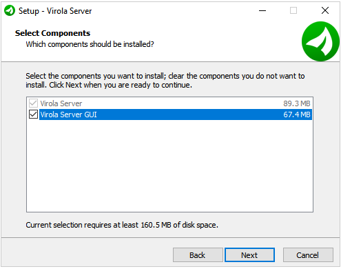 Windows server for Virola GUI