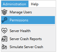 Permissions menu Permissions menu