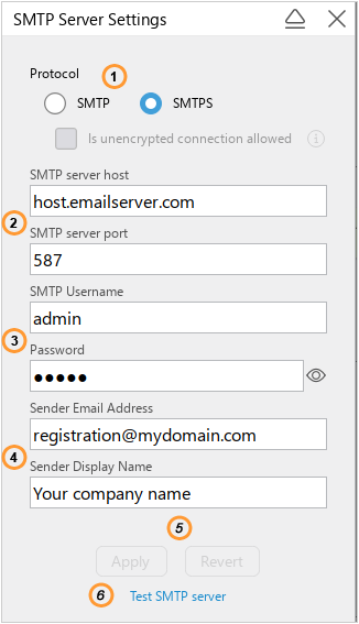 SMTP server configuration SMTP server configuration