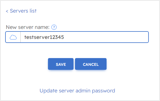 Update Virola cloud server name and / or password Update Virola cloud server name and / or password