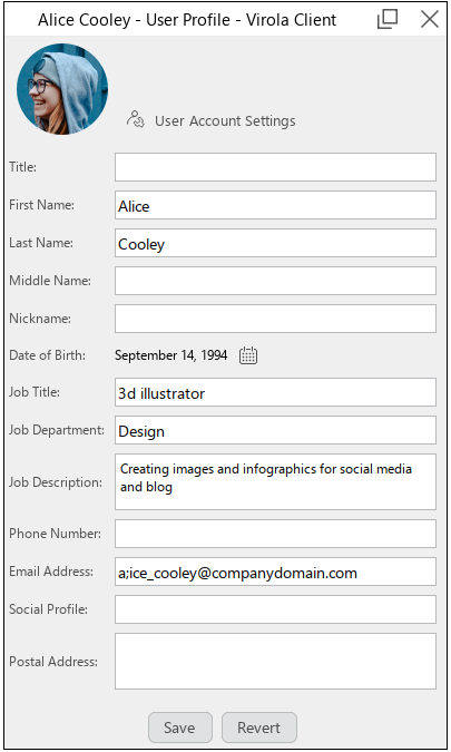 User profile User profile