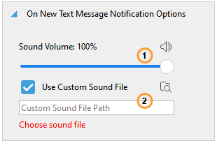 Sound volume and custom sound file